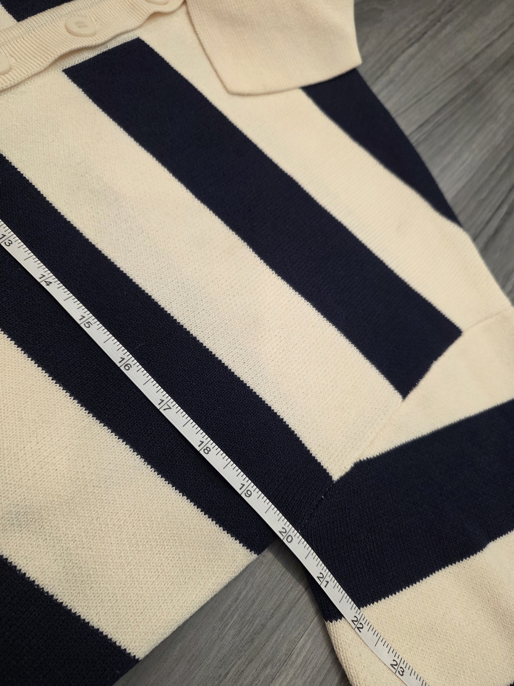 $228 SEROYA Ryla Striped Polo Sweater Nautical In Eggshell/navy cream - Picture 5 of 7